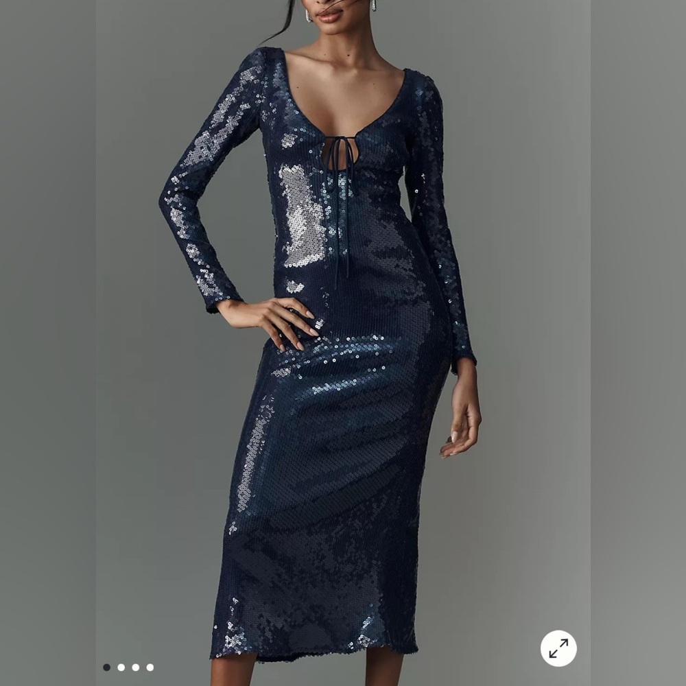 NWT sold out on Anthropology- Bardot Navy Sequin Dress size 6